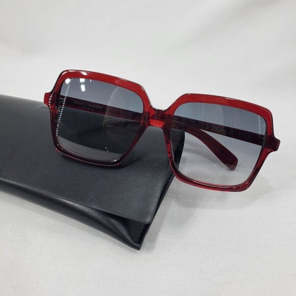 Saint Laurent Women's SL174 Red Square Sunglasses Gradient Lens Oversized NEW - Picture 1 of 6